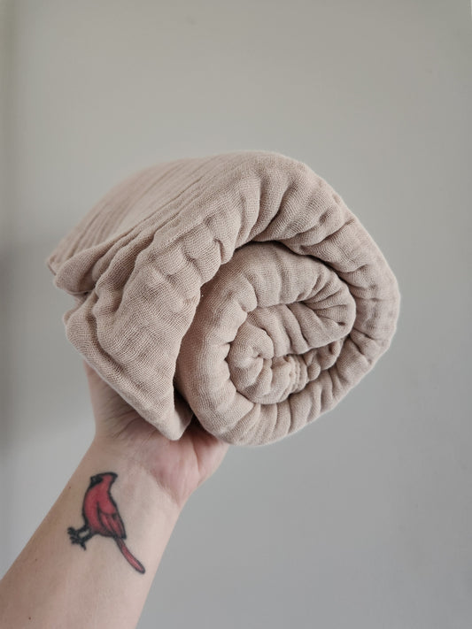 Muslin Cotton Throw Blanket - Cream