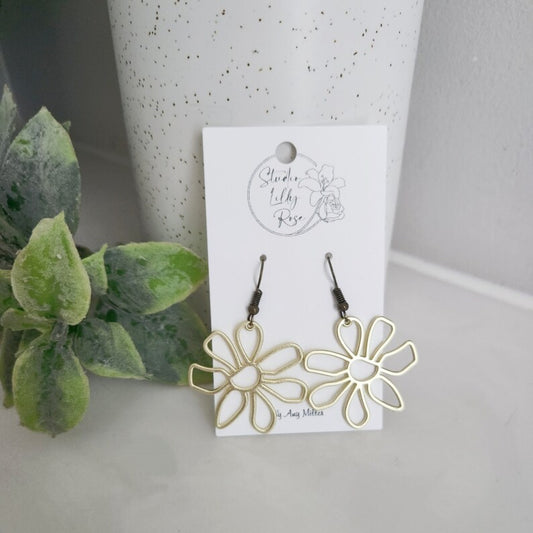 Flower Earrings | Daisy Earrings | Gold flower | Dangle flower earrings