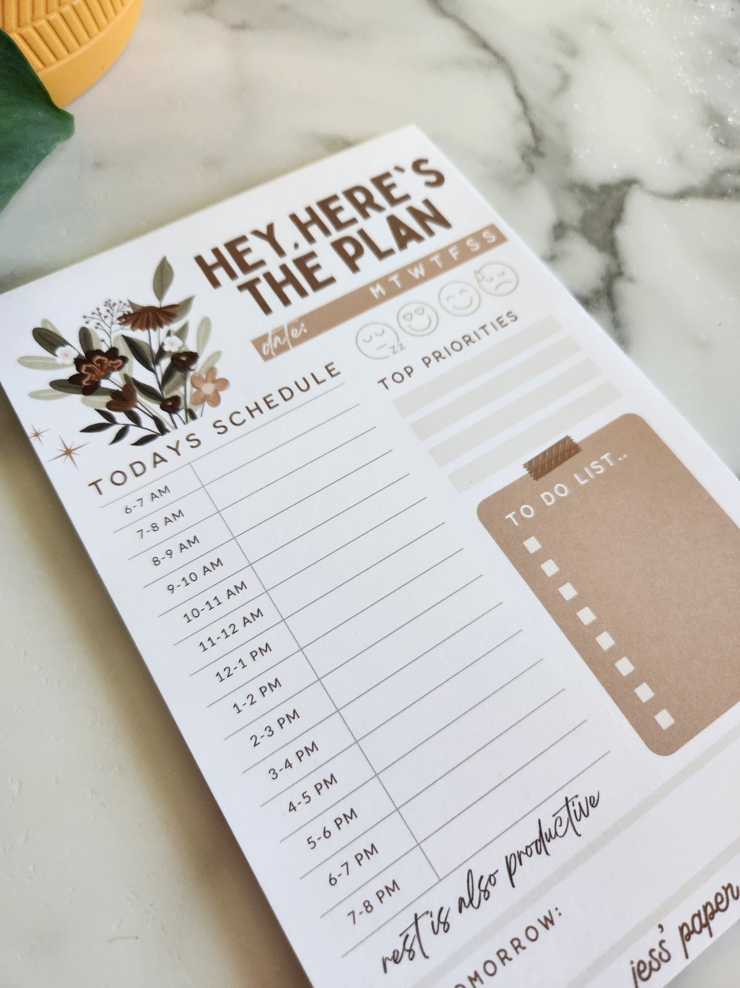 Daily Planner Notepad, To Do List, Daily Schedule Notepad